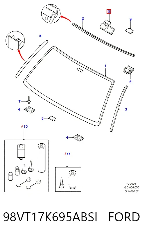 Espejo interior 98VT17K695ABSI Ford