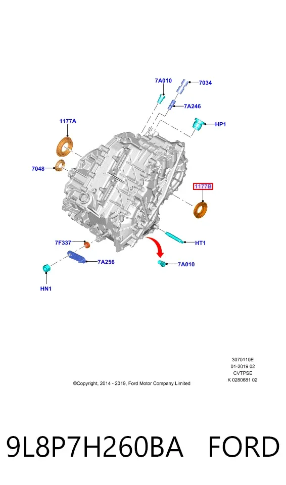 Retén del semieje delantero izquierdo 9L8P7H260BA Ford