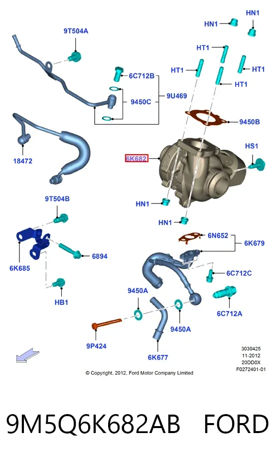 Turbocompresor 9M5Q6K682AB Ford