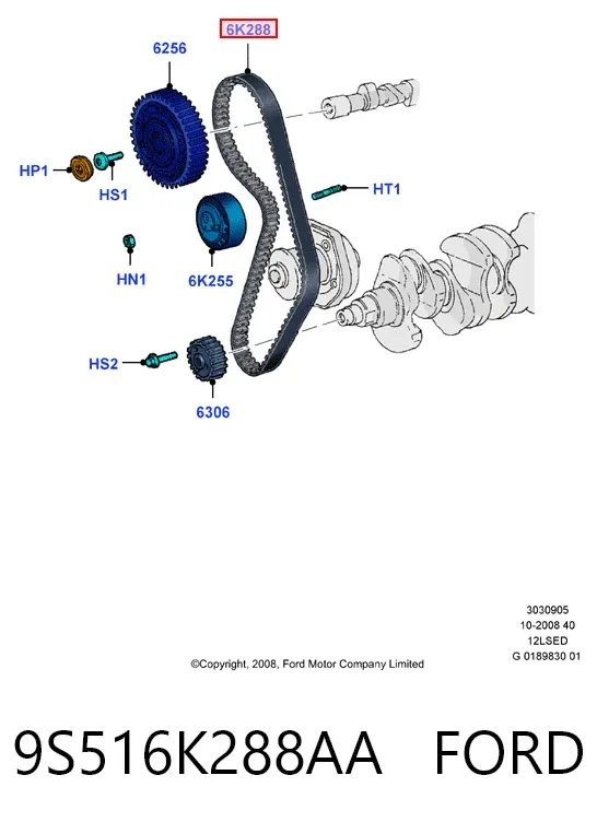 Correa distribución 9S516K288AA Ford
