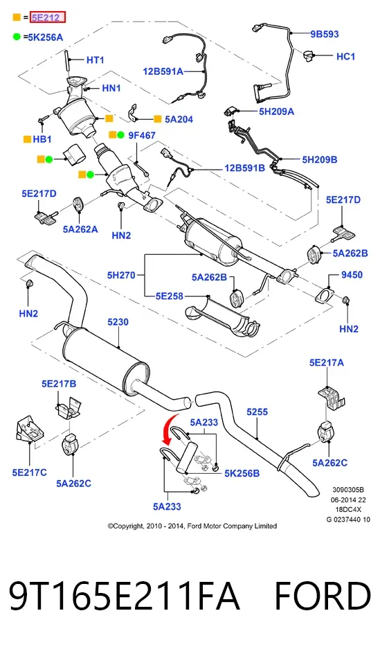 Catalizador 9T165E211FA Ford