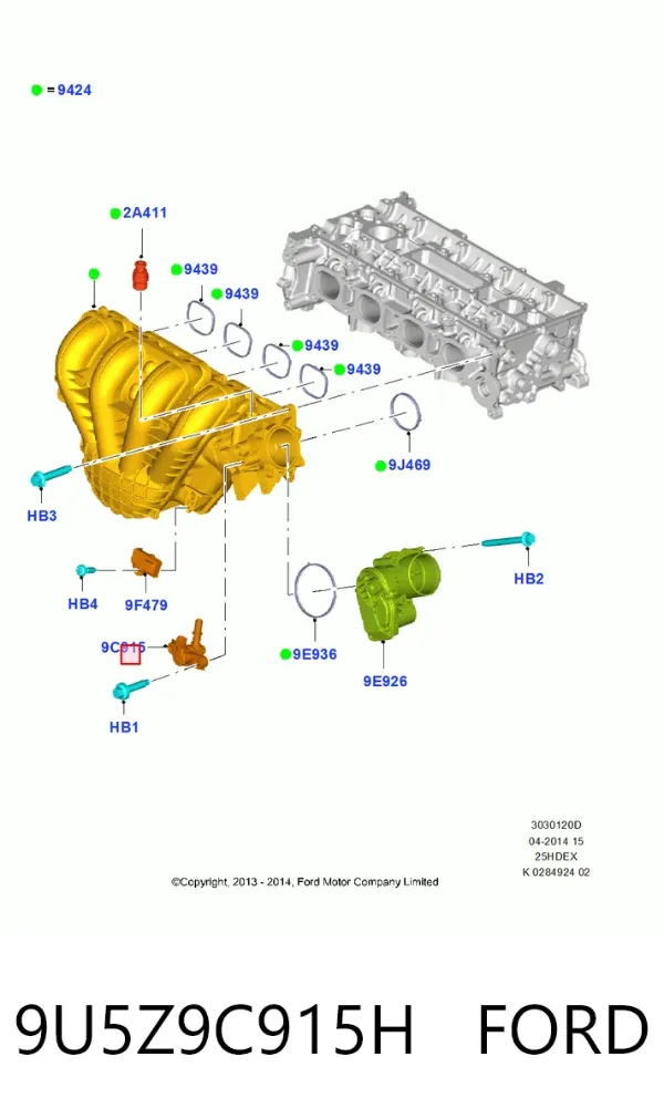 Válvula de ventilación de gases del tanque de combustible 9U5Z9C915H Ford