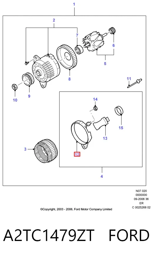 Alternador A2TC1479ZT Ford