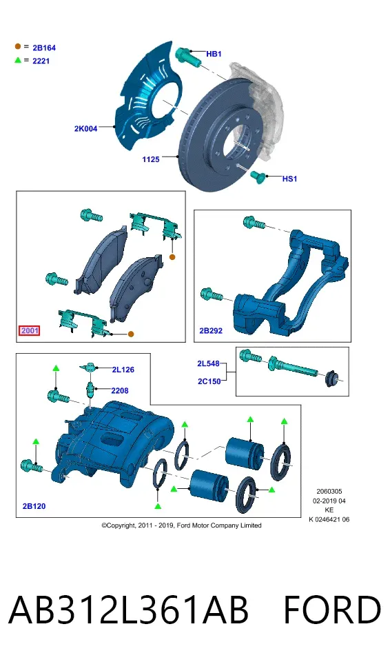 Pastillas de freno AB312L361AB Ford