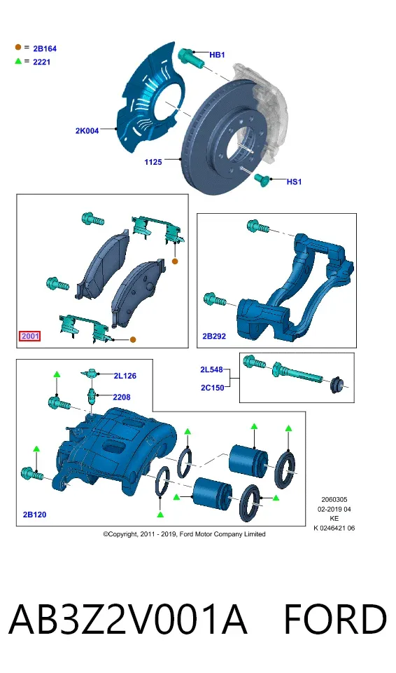 Pastillas de freno AB3Z2V001A Ford