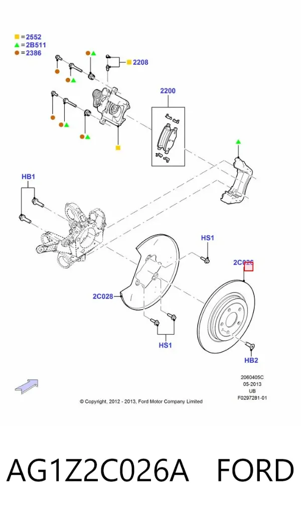 Disco de freno trasero AG1Z2C026A Ford