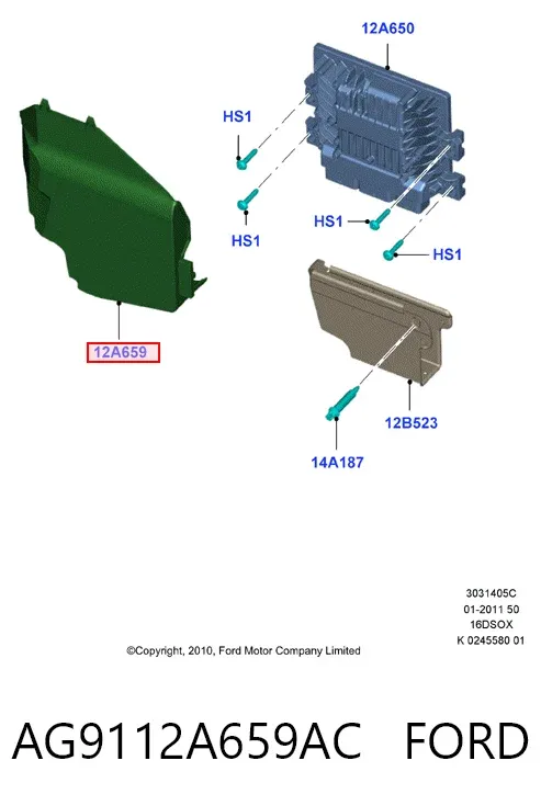 Carcasa de la caja de fusibles AG9112A659AC Ford