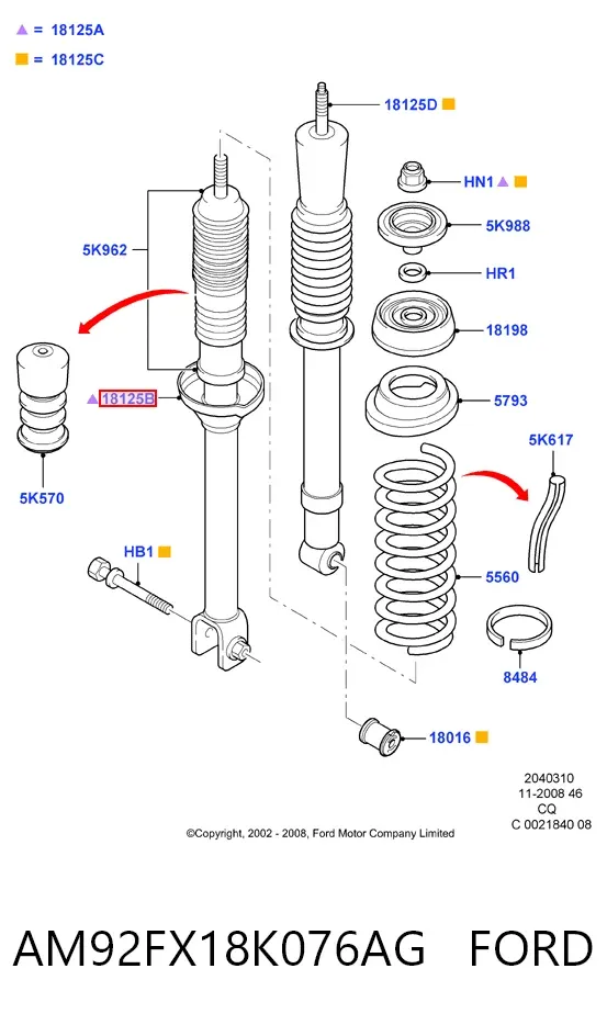 Amortiguador trasero AM92FX18K076AG Ford