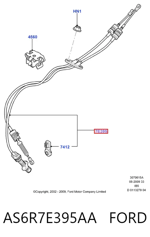 Cables de caja de cambios AS6R7E395AA Ford