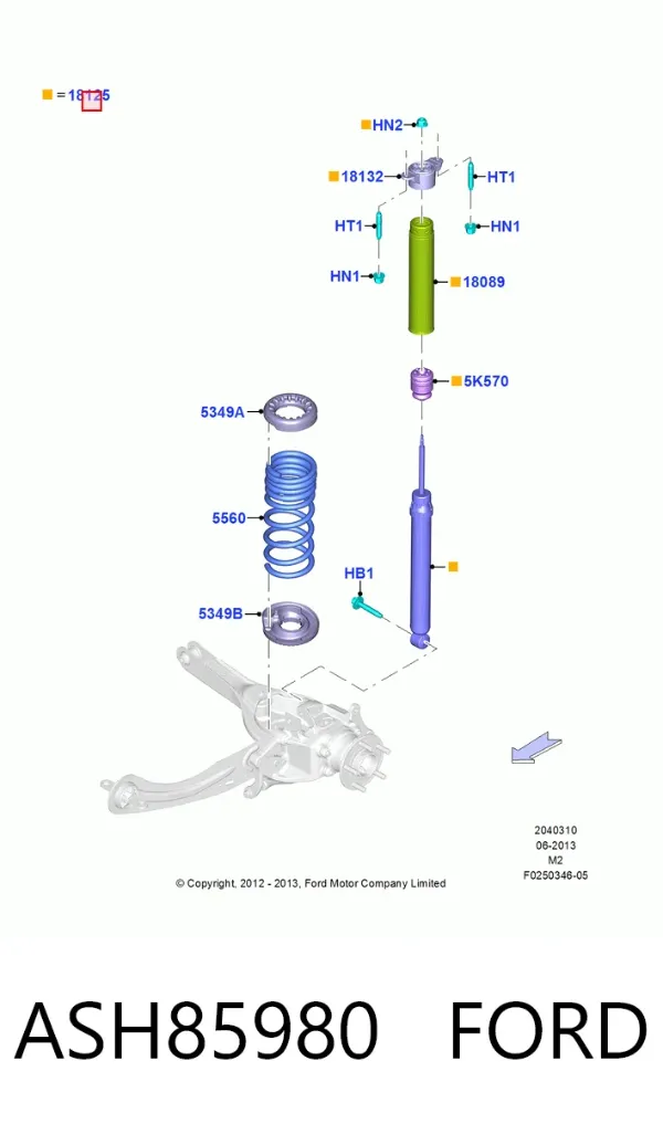 Amortiguador trasero ASH85980 Ford