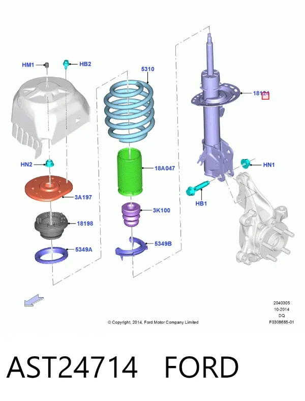 Amortiguador delantero derecho AST24714 Ford
