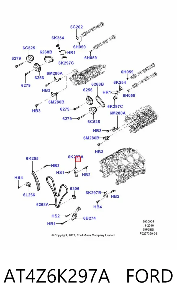 Tensor inferior de la cadena de distribución AT4Z6K297A Ford