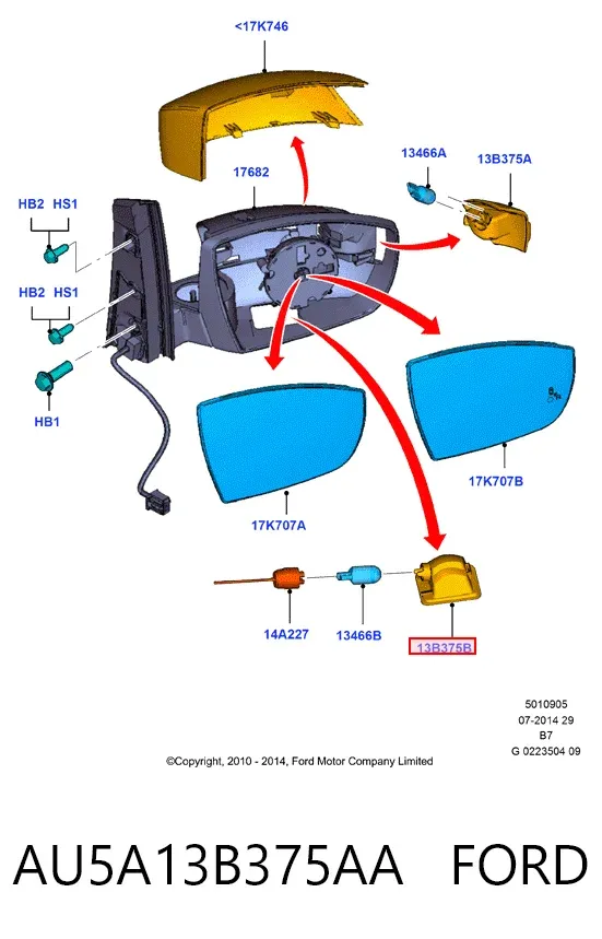Lámpara de cortesía de puerta AU5A13B375AA Ford