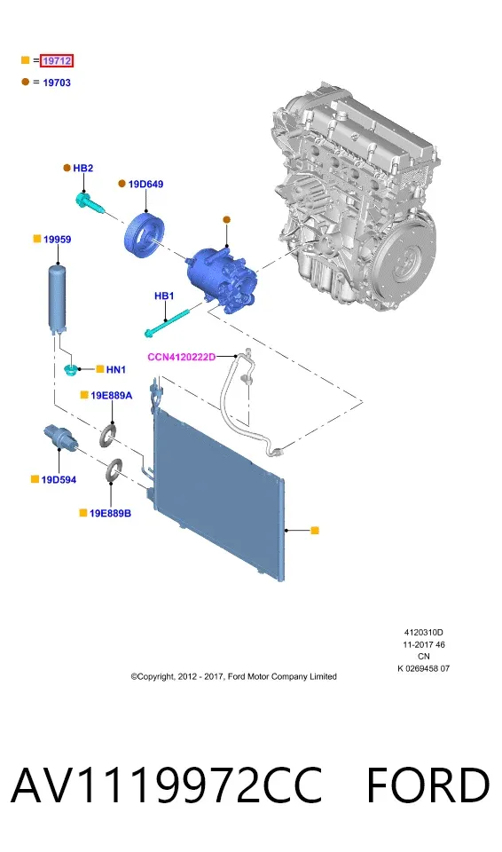 Condensador aire acondicionado AV1119972CC Ford