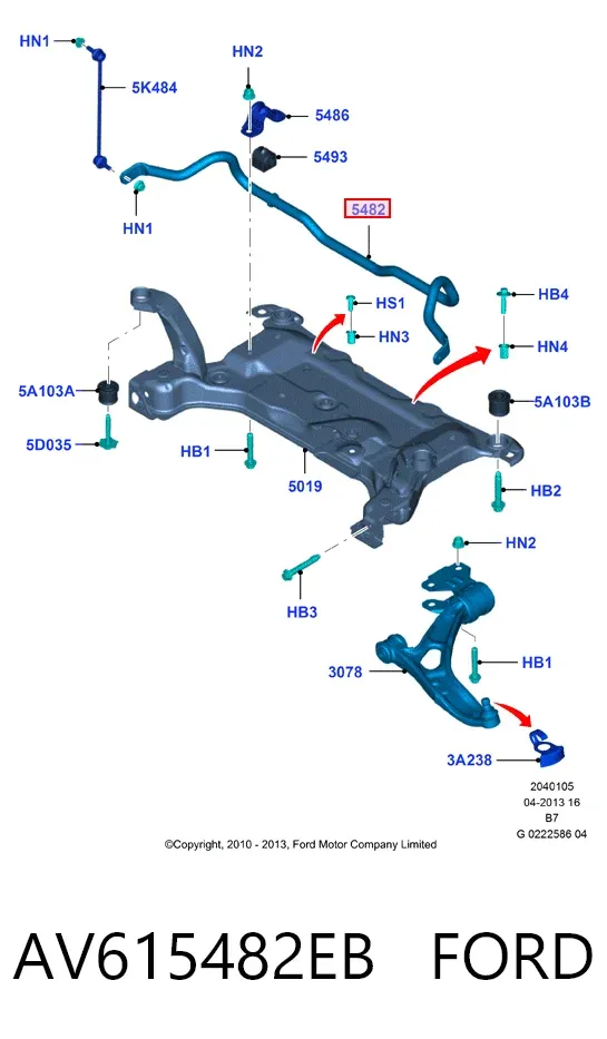Estabilizador delantero AV615482EB Ford