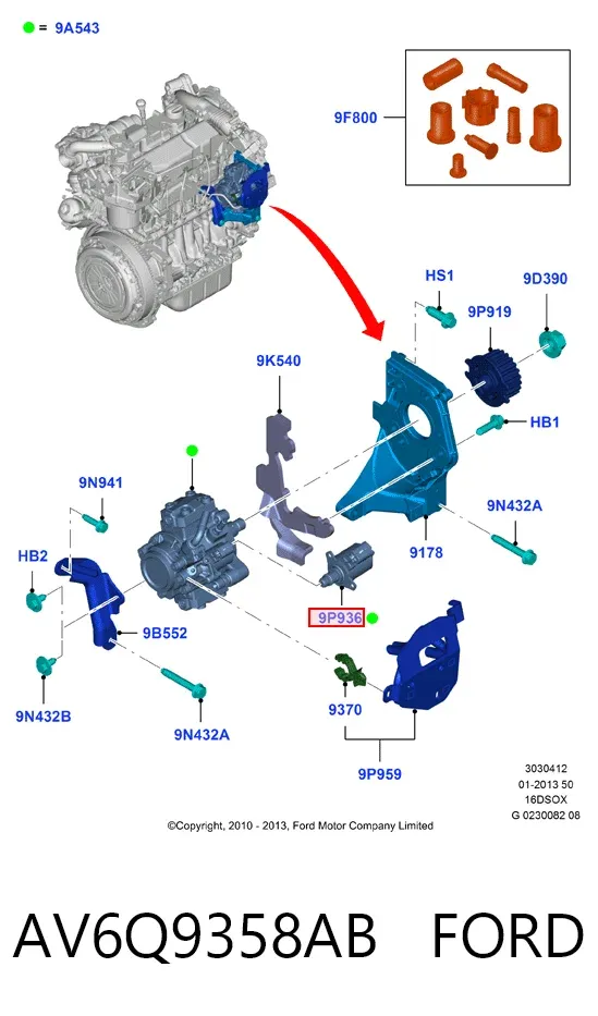 Válvula reguladora de presión del sistema common rail AV6Q9358AB Ford