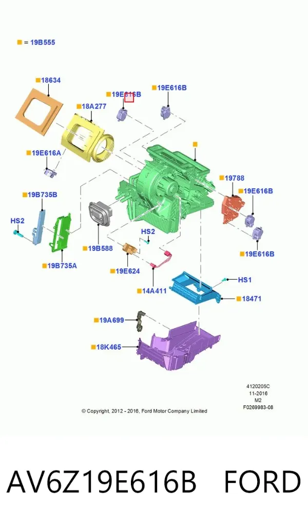 Actuador de compuerta de la calefacción AV6Z19E616B Ford