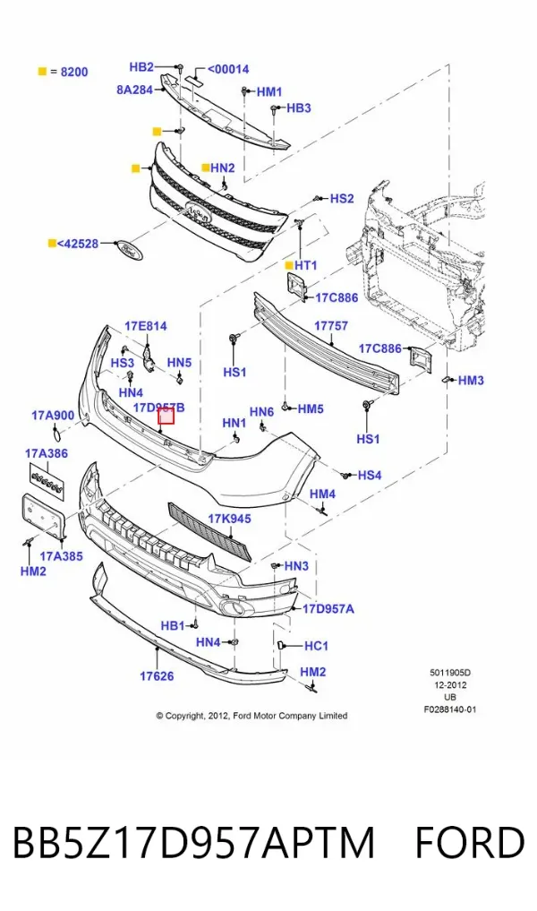 Paragolpes BB5Z17D957APTM Ford