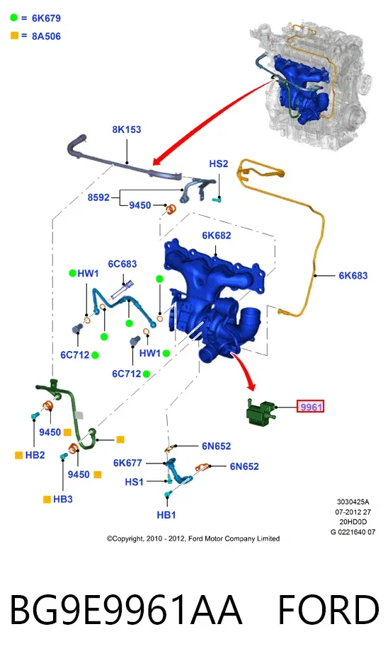 Actuador del turbo BG9E9961AA Ford