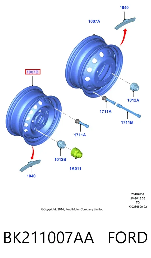 Llantas de acero (Estampado) BK211007AA Ford