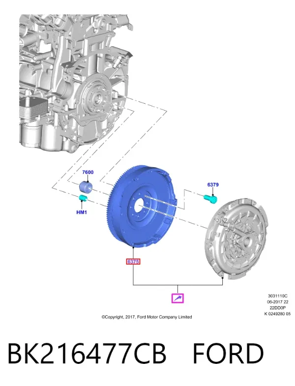 Volante motor BK216477CB Ford