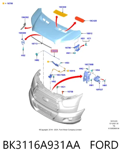 Soporte de capó FORD BK3116A931AA