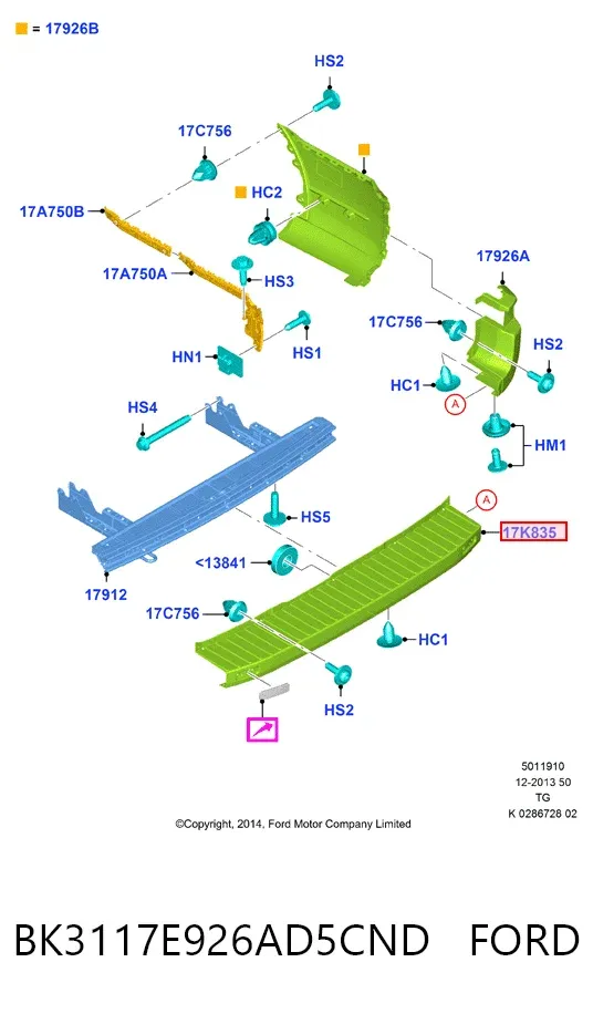 Parachoques trasero, parte central BK3117E926AD5CND Ford