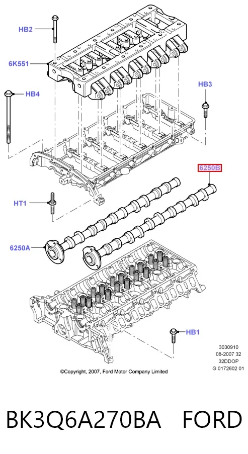 Árbol de levas de entrada BK3Q6A270BA Ford