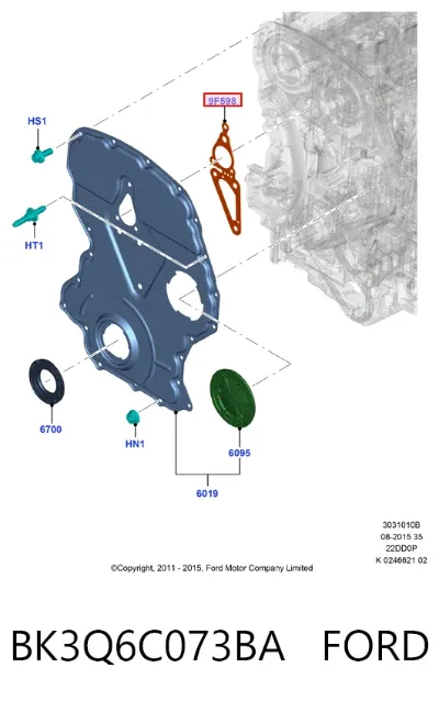Junta de tapa frontal del motor FORD BK3Q6C073BA