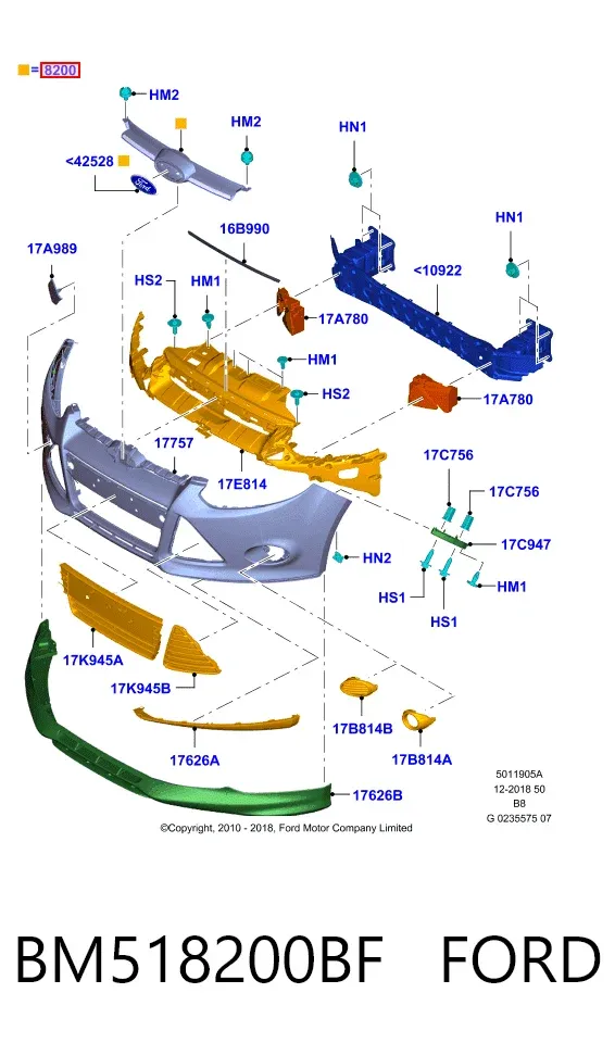 Parrilla BM518200BF Ford