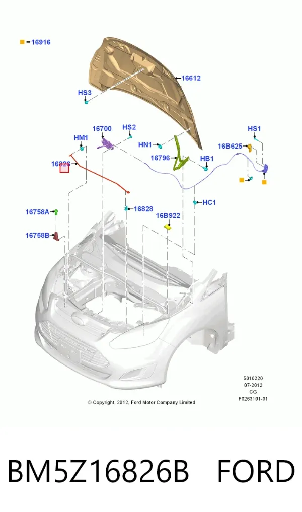 Soporte de capó BM5Z16826B Ford