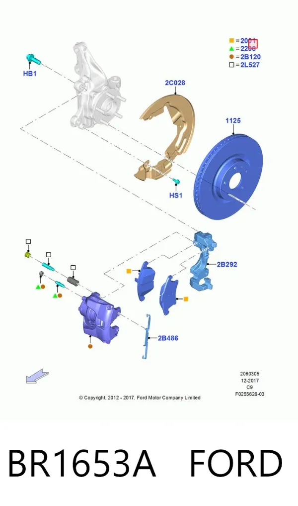 Pastillas de freno BR1653A Ford