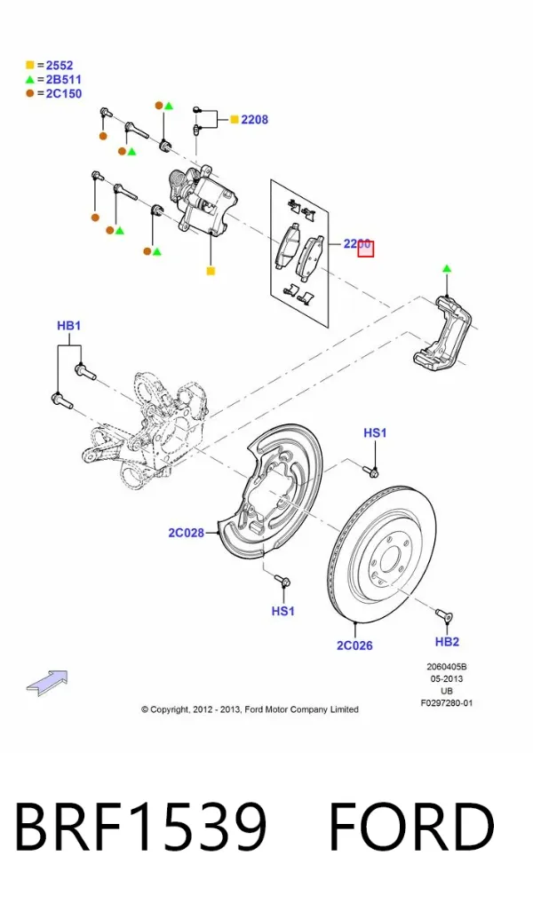 Pastillas de freno traseras BRF1539 Ford