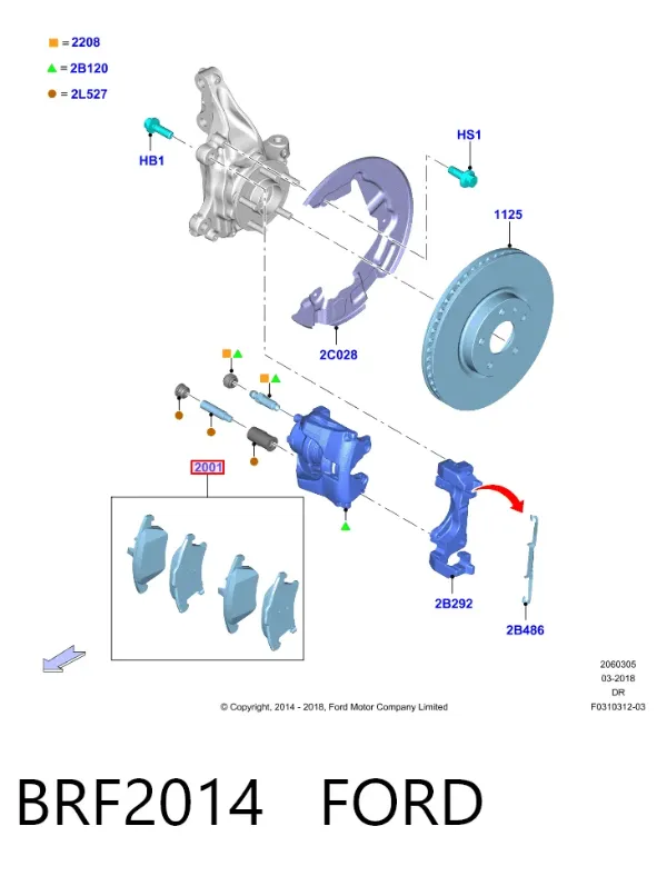 Pastillas de freno BRF2014 Ford