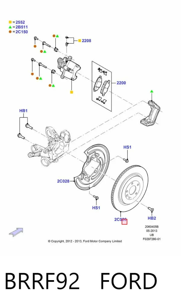 Disco de freno trasero BRRF92 Ford