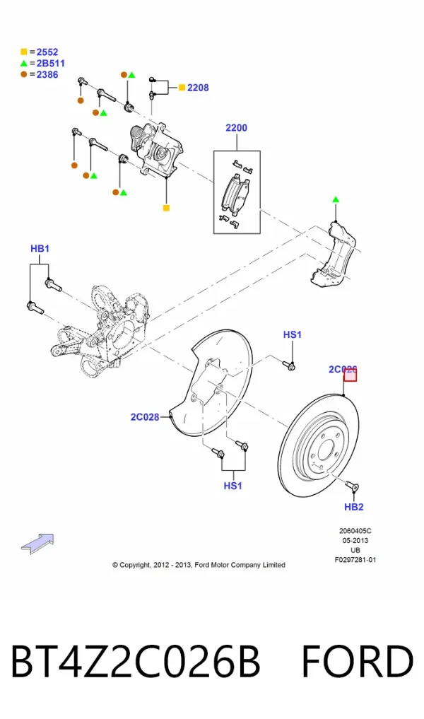 Disco de freno trasero BT4Z2C026B Ford