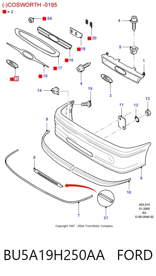 Emblema BU5A19H250AA Ford