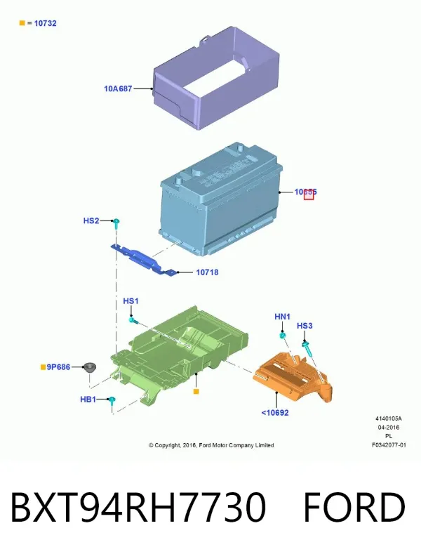 Batería BXT94RH7730 Ford