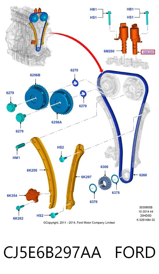 Válvula de control del árbol de levas CJ5E6B297AA Ford