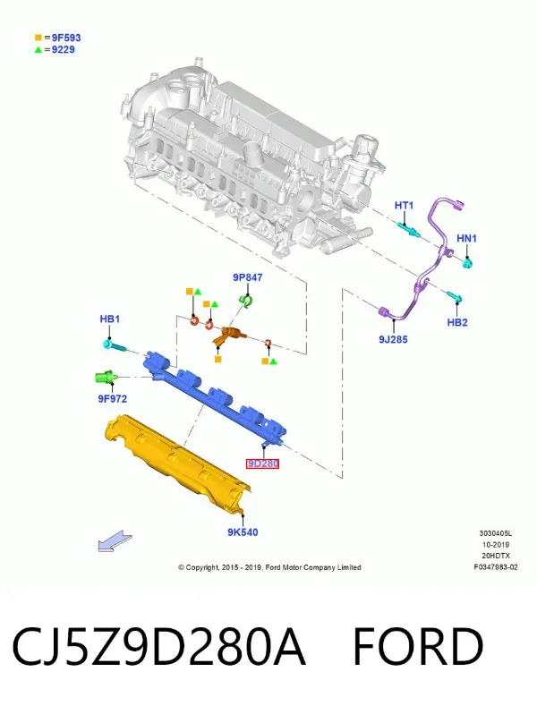 Rampa de combustible CJ5Z9D280A Ford