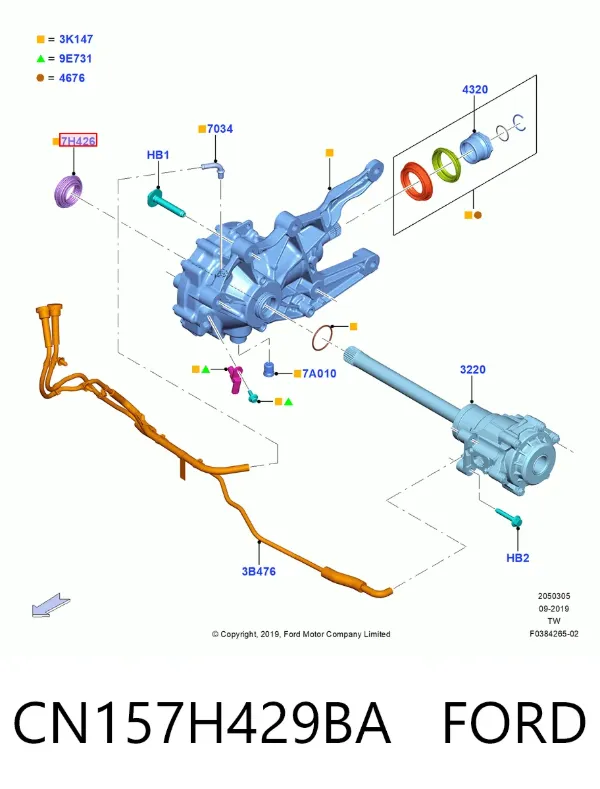 Retén de salida delantero de la caja de transferencia CN157H429BA Ford