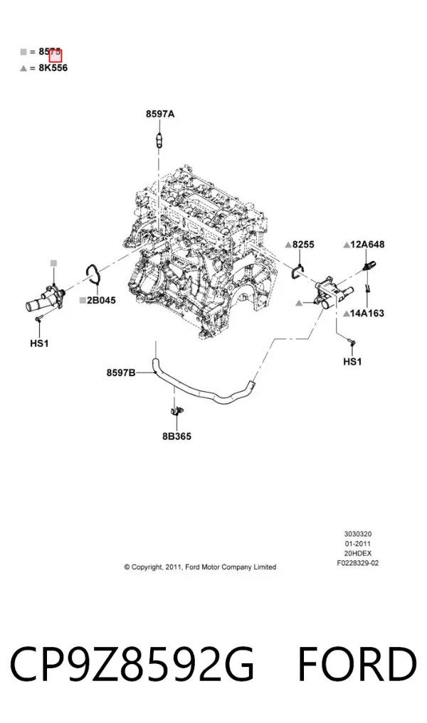 Termostato CP9Z8592G Ford