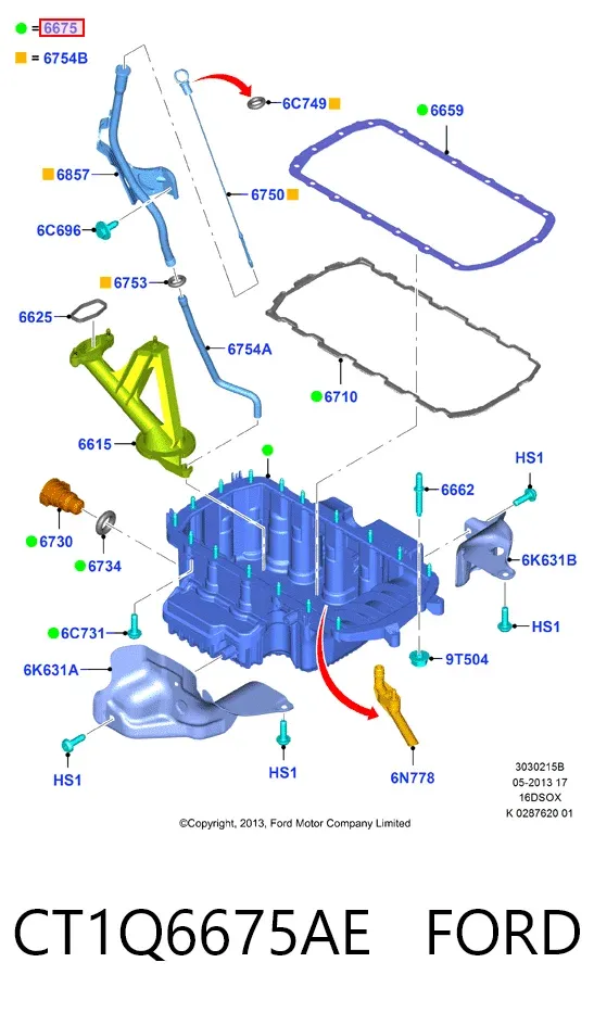 Cárter de aceite del motor CT1Q6675AE Ford