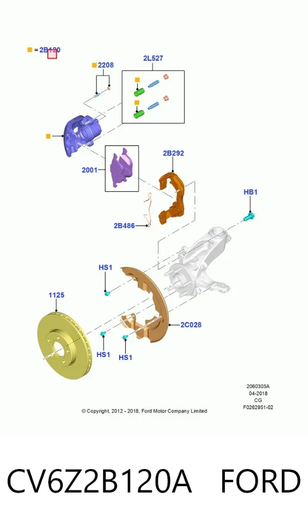 Pinza de freno delantera derecha CV6Z2B120A Ford
