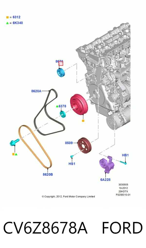 Polea correa distribución CV6Z8678A Ford