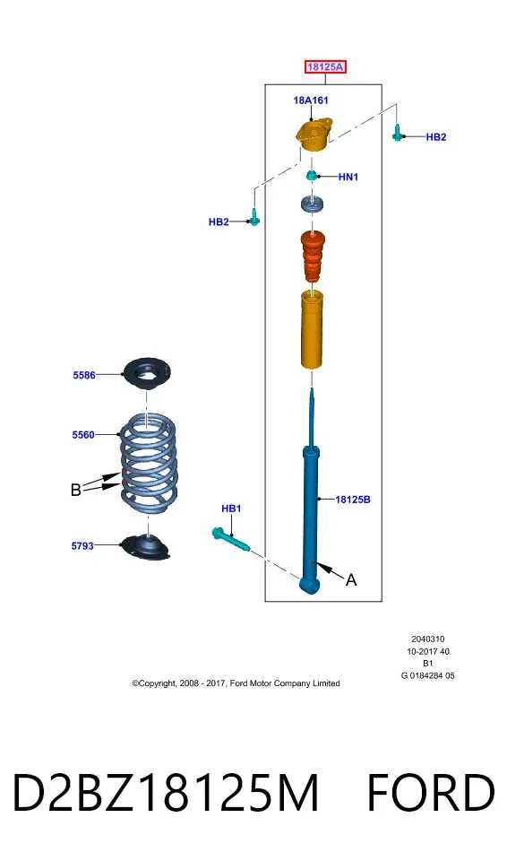 Amortiguador trasero D2BZ18125M Ford