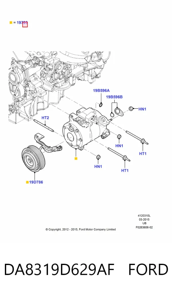 Compresor de aire acondicionado DA8319D629AF Ford