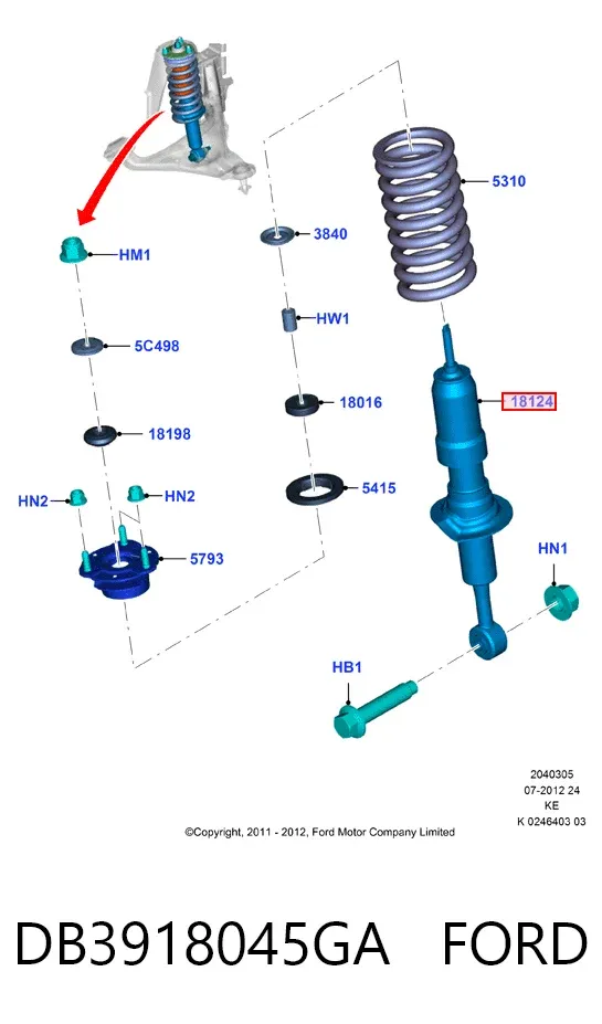 Amortiguador DB3918045GA Ford