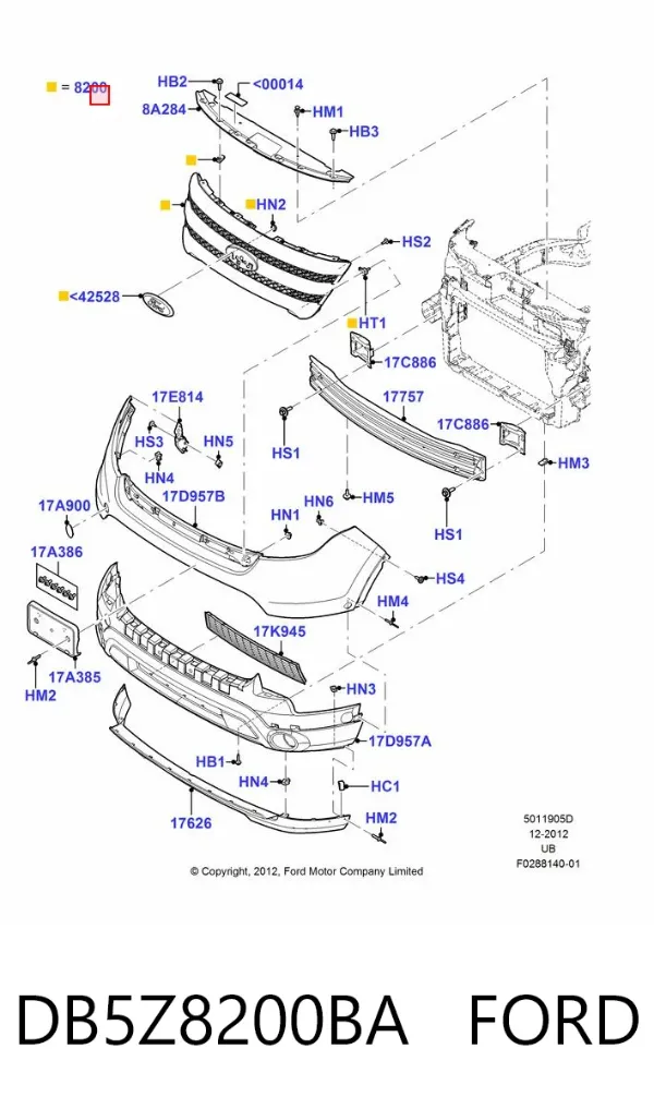 Parrilla DB5Z8200BA Ford