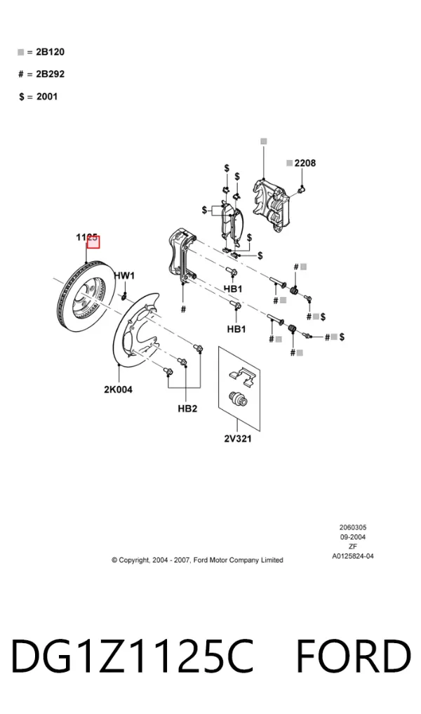 Disco de freno DG1Z1125C Ford